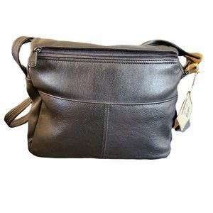 Vintage Black Leather Sereta Shoulder Bag